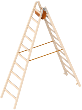 Layher Wooden rung ladder (Rungs: 2 x 10)