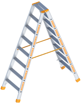 Layher échelle double en aluminium à marches Topic (2 x 8 marches)