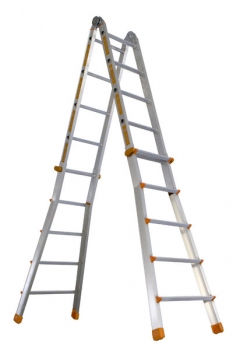 Layher Aluminium telescopic ladder (Rungs: 4 x 4)