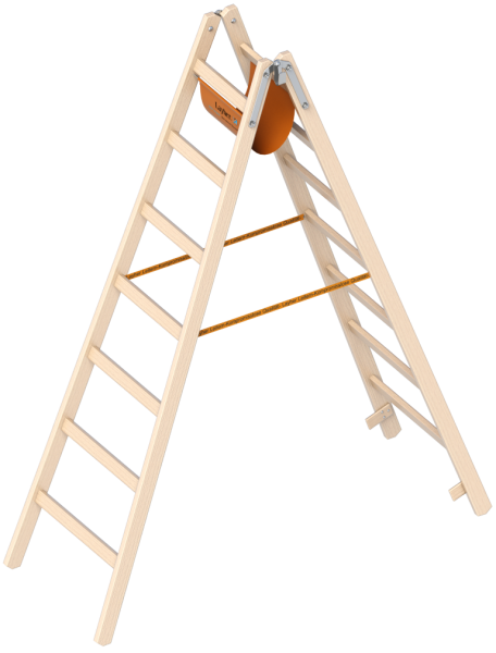 Layher Wooden rung ladder (Rungs: 2 x 7)